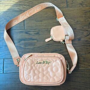 Betsey Johnson Women’s Orange Quilted Crossbody Bag Coin Pouch Fanny Pack
